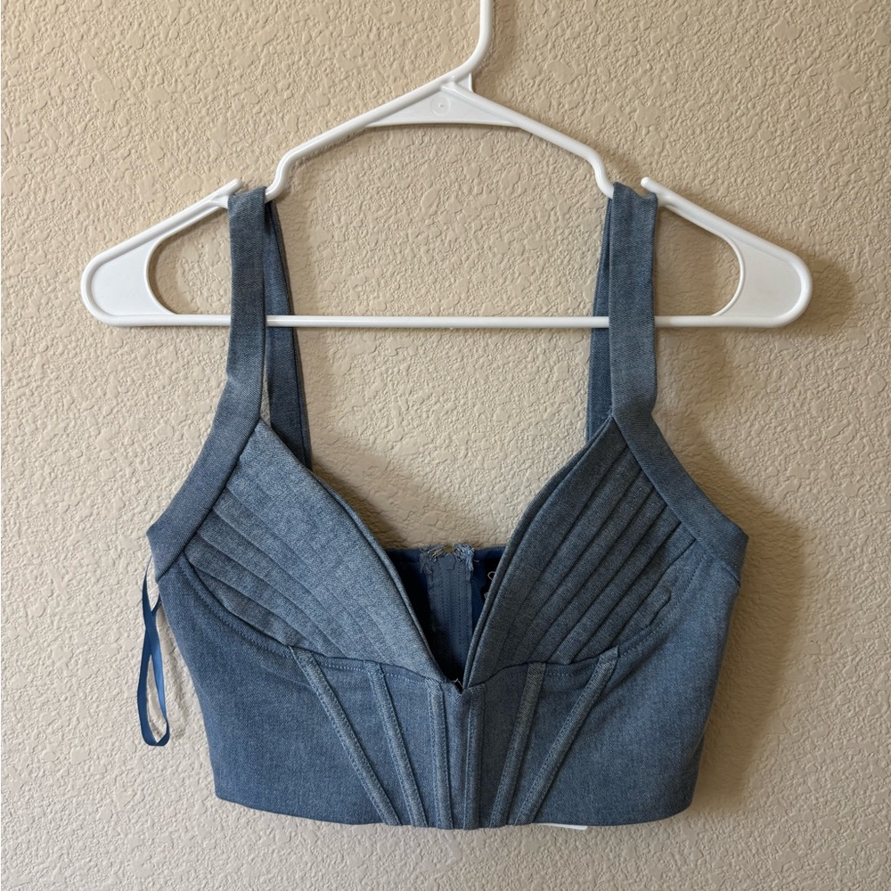 Windsor Blue Fitted Bustier Bodysuit